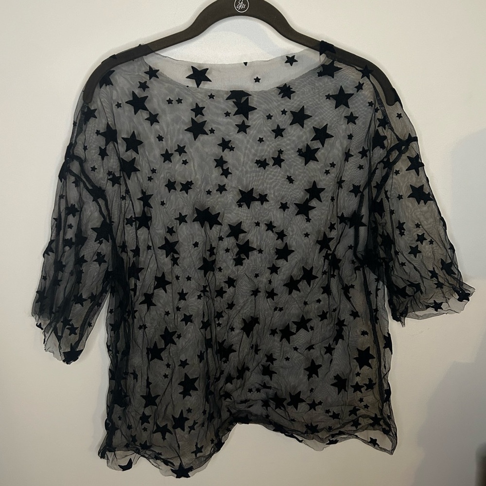 Sheer Top with Velvet Stars